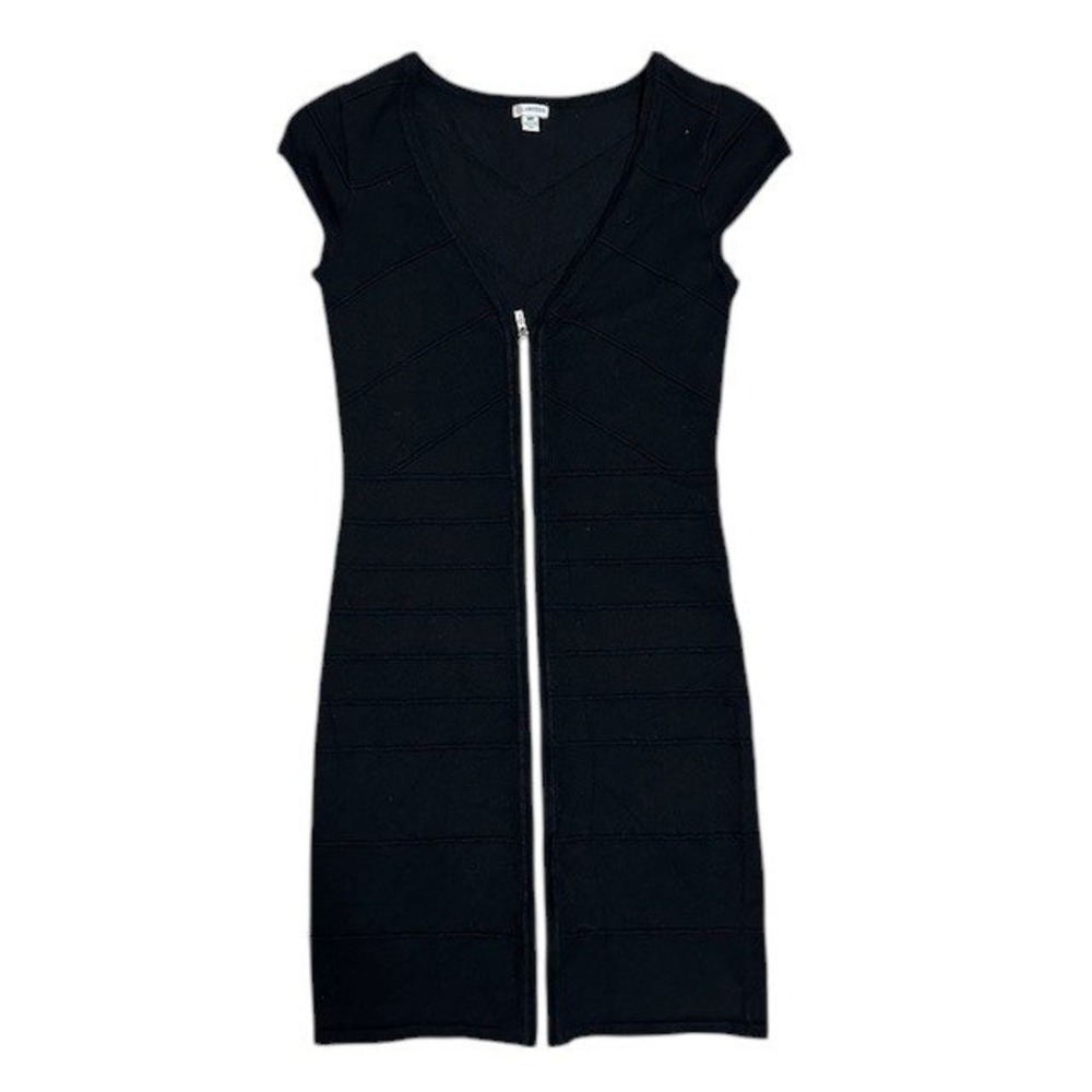 Guess Bodycon Dress Bandage Mini Full Zip Sleeveless Black Size Med - Picture 3 of 14